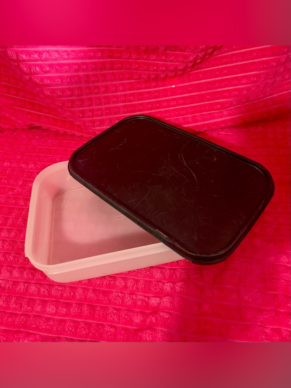 Tupperware Clear Food Storage Container with Black Lid